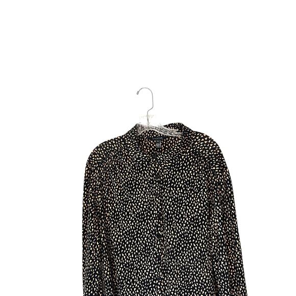 Long Tall Sally Button Up Blouse Peach Black Long Sleeve Work Relaxed Size‎ XL - Picture 6 of 11